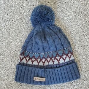 Columbia Blue Patterned Pom-Pom Hat